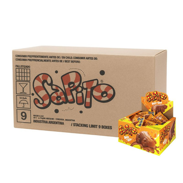 Sapito Milk Chocolate Frog Shaped Bites Filled with Dulce de Leche & Crispy Cereals, 10 g / 0.35 oz ea (box of 8 displays x 24 units ea)