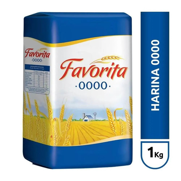 Favorita Fine Wheat 0000 Flour, 1 kg / 2.2 lb (15 count) Favorita Fine Wheat 0000 Flour, 1 kg / 2.2 lb (15 count)