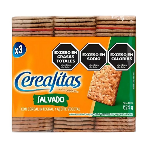 Cerealitas Whole Grain Bran Cookies with Vegetable Oil tripack, 624 g / 22.03 oz ea (15 count per box)