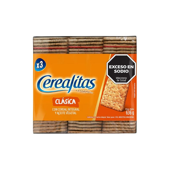 Cerealitas Wholegrain Crackers Galletitas Integrales Tripack, 636 g / 22.4 oz ea (15 count per box)