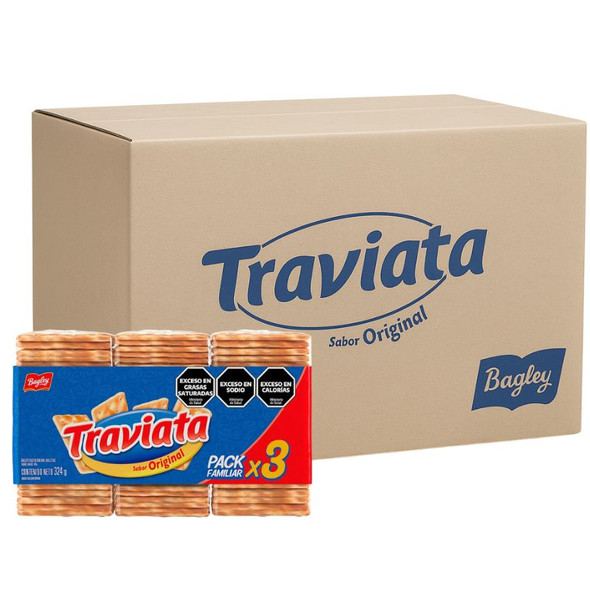 Traviata Classic Water Biscuits Crackers Tripack, 324 g / 11.4 oz ea (16 count per box)
