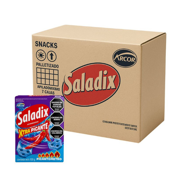 Saladix Baked Snack Horns Xtra Picante, Intense Spicy Flavor, 100 g / 3.5 oz ea (24 count)