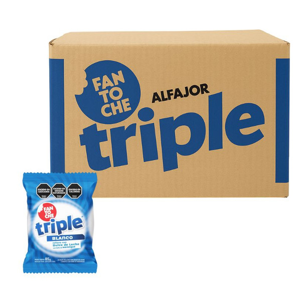 Fantoche Alfajor Triple Sugar Meringue Covered Filled with Dulce de Leche Large, 85 g / 3 oz ea (24 count)