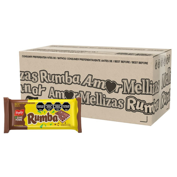 Rumba Sandwich Cookies with Chocolate and Coconut Cream Original Flavor, 110 g / 3.88 oz (box of 36)