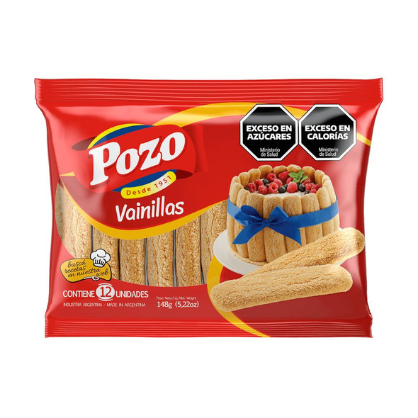 Pozo Ladyfinger Sponge Cookies Vainillas Clásicas, 148 g / 5.22 oz (box of 28)