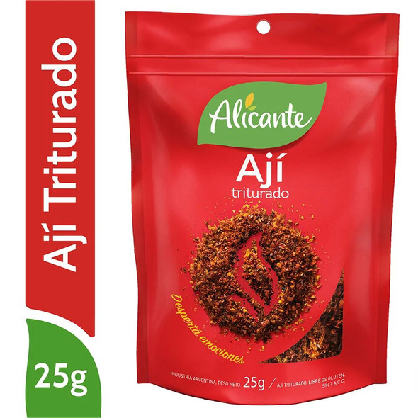 Alicante Crushed Chili Flakes Ají Triturado 25 g / 0.88 oz Zipper Pouch (box of 12)