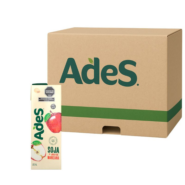 Ades Gluten Free Apple Flavored Soy Milk, 1 l / 33.8 fl oz ea (box of 8)