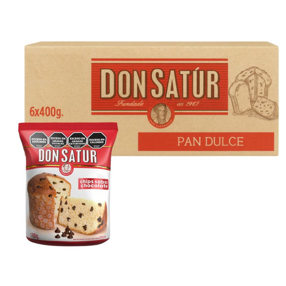 Don Satur Pan Dulce con Chocolate Classic Panettone with Chocolate Chips, 400 g / 14.11 oz ea (6 count) Don Satur Pan Dulce con Chocolate Classic Panettone with Chocolate Chips, 400 g / 14.11 oz ea (6 count)