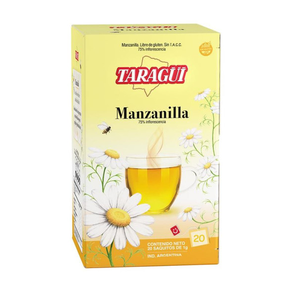 Taragüi Wild Herbs Tea - Chamomile Flavor Herbal Tea, 30 g / 1.06 oz ea (box of 6 displays x 20 units ea)