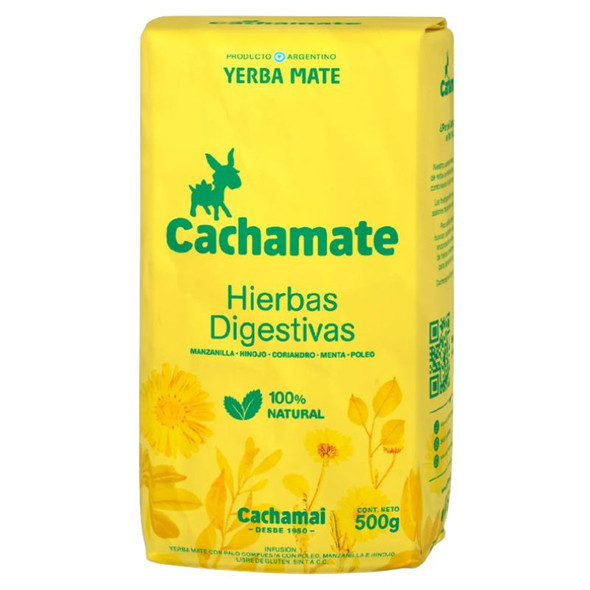Cachamate Yerba Mate Digestive Herbs Gluten-Free, 500 g / 1.1 lb ea (12 count)
