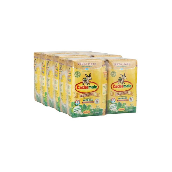 Cachamai Cachamate Yerba Mate Premium w/ Mixed Herbs, 500 g / 1.1 lb ea (12 count)