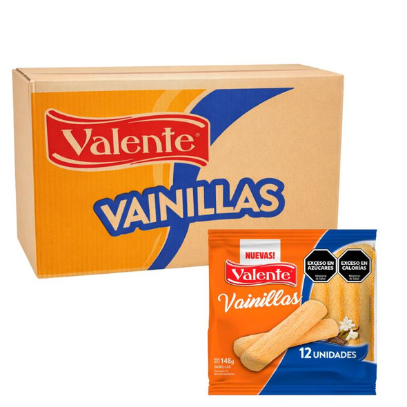 Valente Vainillas Sprinkled Sugar Cookies Vanilla Flavor Classic Argentinian, 148 g / 5.22 oz ea (box of 30 displays x 12 units ea)