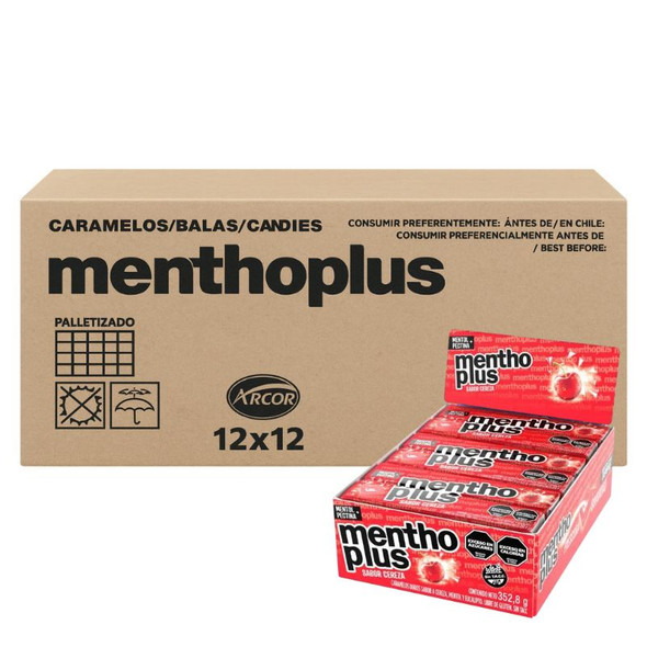 Menthoplus Cherry Lyptus Hard Candy with Menthol & Pectin, 29.4 g / 1.03 oz ea (box of 12 displays x 144 units ea)