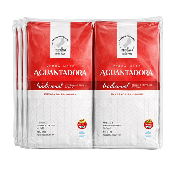 Aguantadora Traditional Yerba Mate Low Dust, 1 kg / 2.2 lb ea (6 count)
