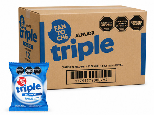 Fantoche Alfajor Triple Sugar Meringue Covered Filled with Dulce de Leche Large, 85 g / 3 oz ea (12 count)