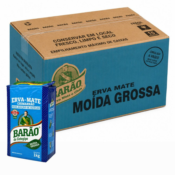 Barao de Cotegipe Moída Grossa Brazilian Erva-Mate Erva-Mate Chimarrao Vacuum Packed, 1 kg / 2.2 lb (10 Units)