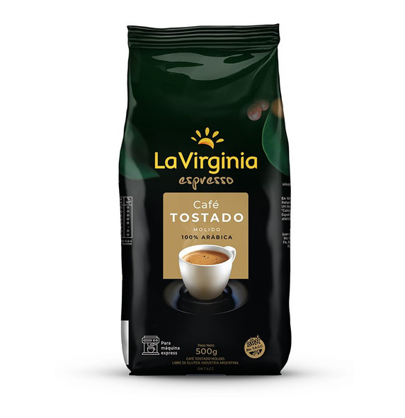 La Virginia Espresso Ground Coffee 100% Arabica, 500 g / 17.64 oz ea (6 count per box)