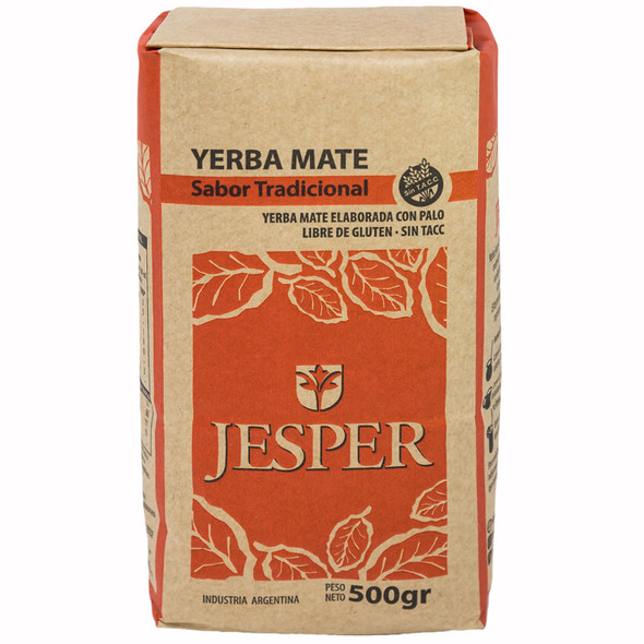 Jesper Traditional Yerba Mate with Stems, 500 g  1.1 lb ea (10 count per box)