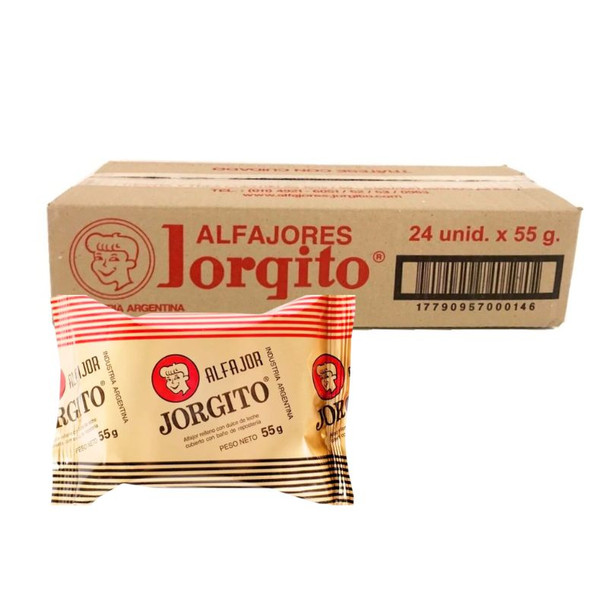 Alfajor Jorgito Negro Dulce de Leche Chocolate Coating Wholesale Bulk Box, 55 g / 1.94 oz ea (24 count per box)