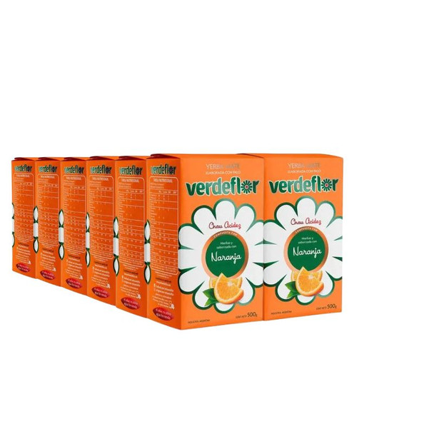 Verdeflor Yerba Mate Orange Flavor Wholesale Bulk Pack, 500 g / 1.1 lb ea (12 count)