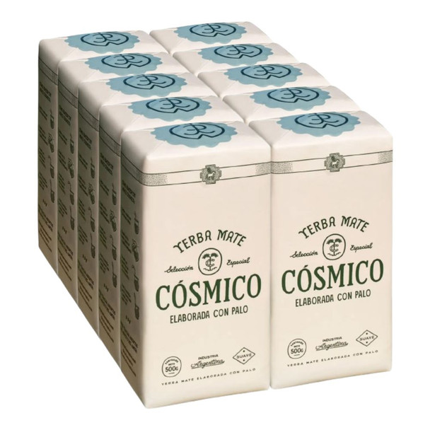 Cósmico Yerba Mate Special Selection Yerba Mate with Stems - by Sam & Hernan, 500 g / 1.1 lb ea (10 count)