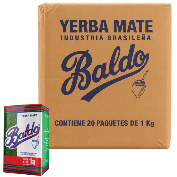 Baldo Yerba Mate Traditional Cut From Uruguay, 1 kg / 2.2 lb ea (20 count)