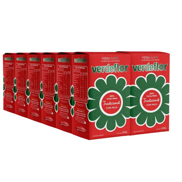 Verdeflor Traditional Yerba Mate with Stems, 500 g / 1.1 lb ea (12 count)
