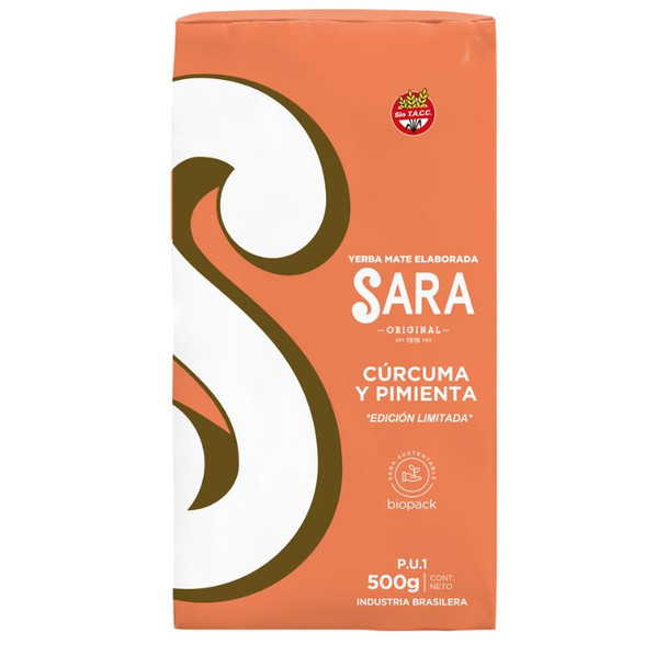 Sara Yerba Mate Cúrcuma with Turmeric & Black Pepper – Naturally Gluten-Free, 500 g / 1.1 lb ea (20 count) Sara Yerba Mate Cúrcuma with Turmeric & Black Pepper – Naturally Gluten-Free, 500 g / 1.1 lb ea (20 count)