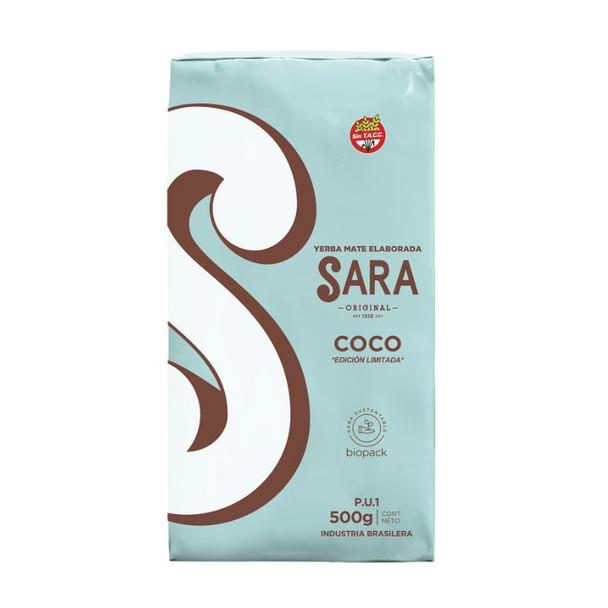 Sara Yerba Mate Coco Coconut-Flavored Yerba Mate – Naturally Gluten-Free, 500 g / 1.1 lb ea (20 count) Sara Yerba Mate Coco Coconut-Flavored Yerba Mate – Naturally Gluten-Free, 500 g / 1.1 lb ea (20 count)