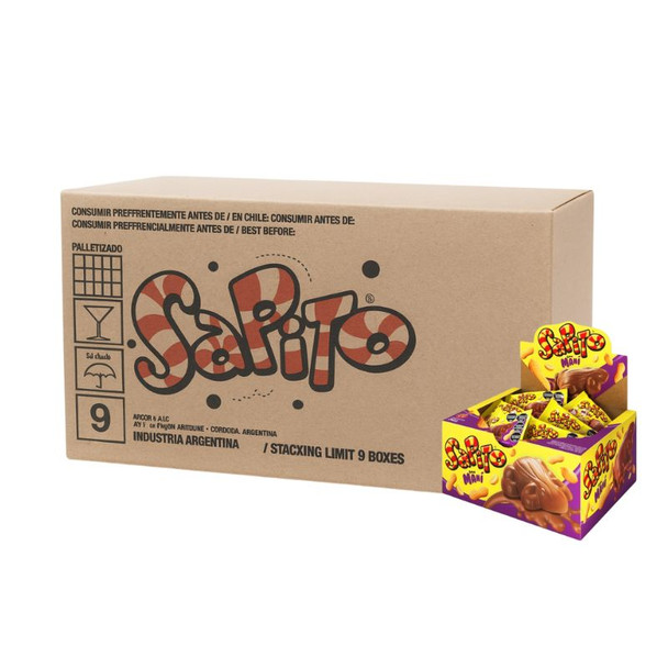 Sapito Chocolate Bombon - Filled with Peanut and Crunchy Cereal, 240 g / 8.5 oz ea (box of 8 displays x 24 units ea) Sapito Chocolate Bombon - Filled with Peanut and Crunchy Cereal, 240 g / 8.5 oz ea (box of 8 displays x 24 units ea)