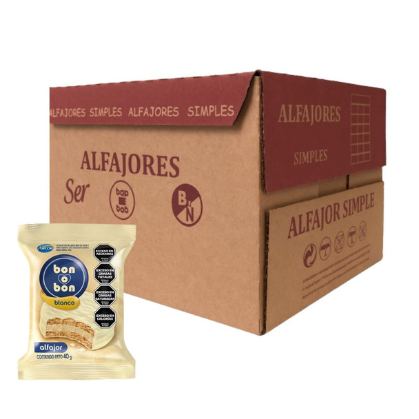 Bon o Bon White Chocolate Alfajor with Peanut Butter Filling, 40 g / 2.1 oz ea (40 count)