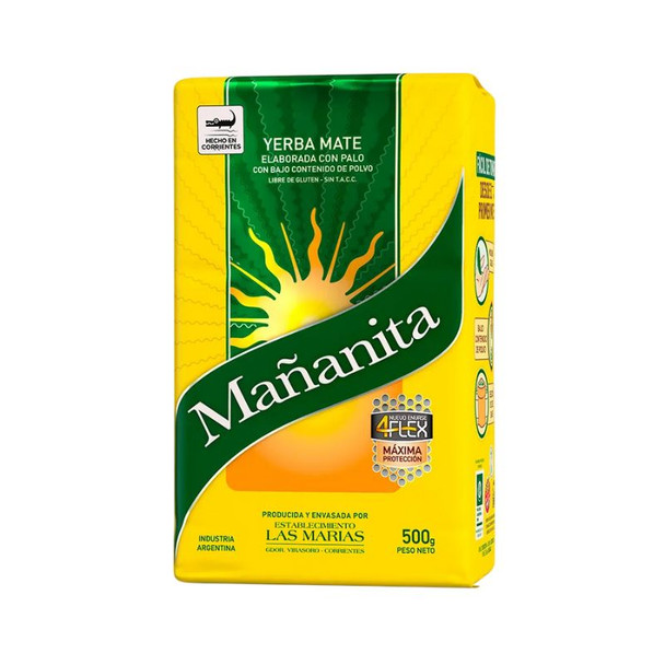 Mañanita Yerba Mate Traditional with Low Powder Content with Stems, 500 g / 1.1 lb ea (10 count)