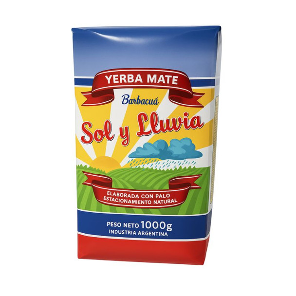 Sol y Lluvia Yerba Mate Barbacuá Style With Stems Natural Aging Con Palo, 1 kg / 2.2 lb ea (6 count)
