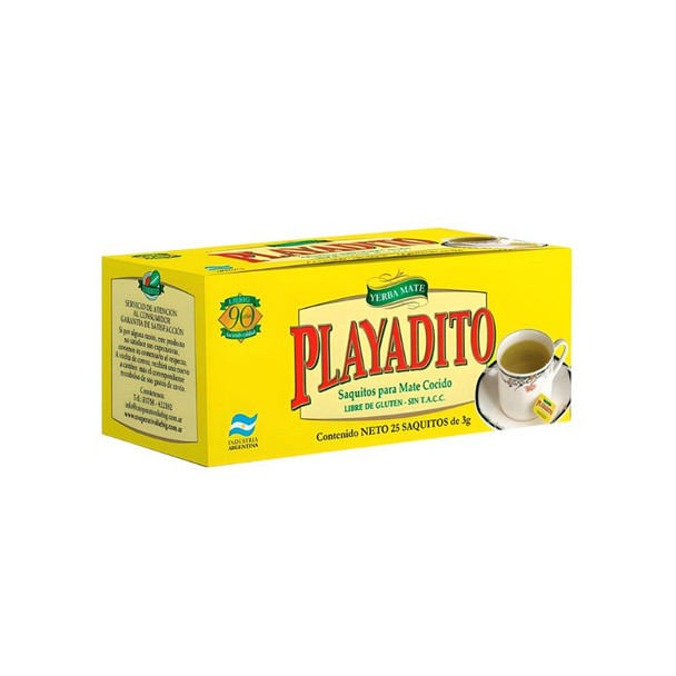 Playadito Yerba Mate in Tea Bags for Infusing Mate Cocido (box of 10 displays x 25 units ea)
