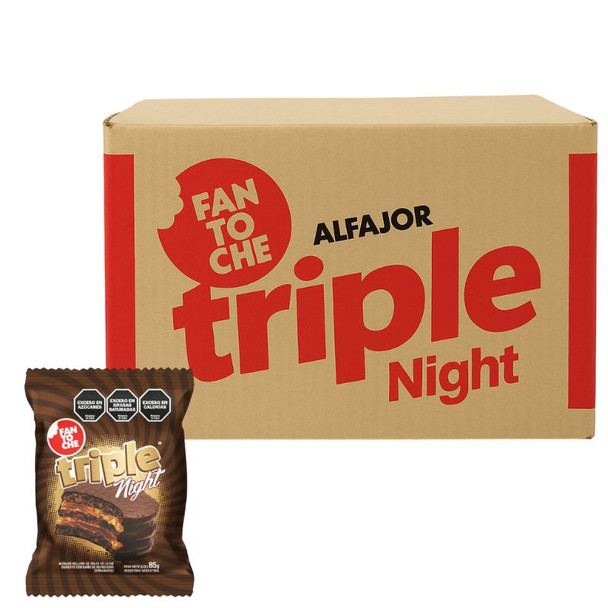 Fantoche Triple Night Dark Chocolate Triple Alfajor with Dulce de Leche Filling, 85 g / 3 oz ea (12 count)