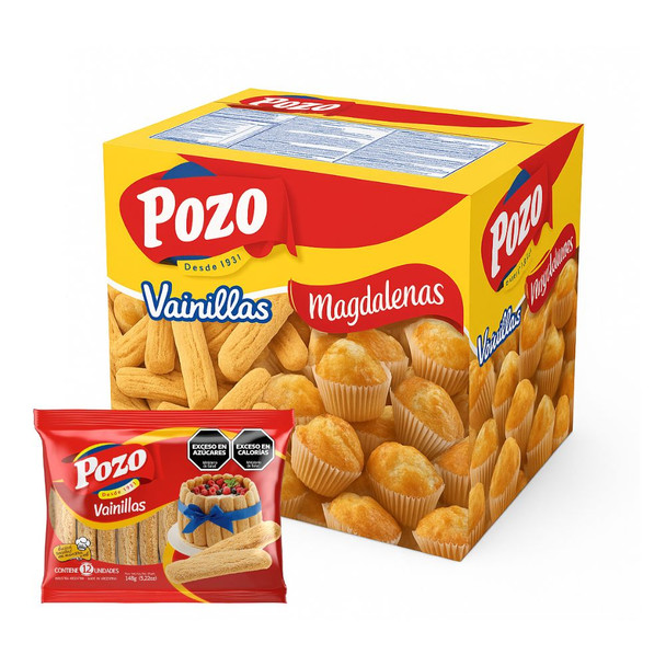 Pozo Ladyfinger Sponge Cookies Vainillas Clásicas, 148 g / 5.22 oz (box of 28)