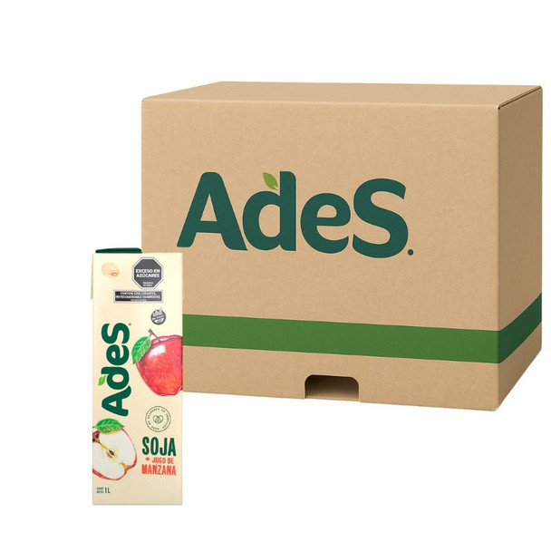 Ades Gluten Free Apple Flavored Soy Milk, 1 l / 33.8 fl oz ea (box of 8)