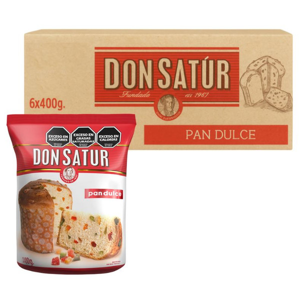 Don Satur Pan Dulce con Frutas Classic Panettone with Fruits, 400 g / 14.11 oz ea (6 count)