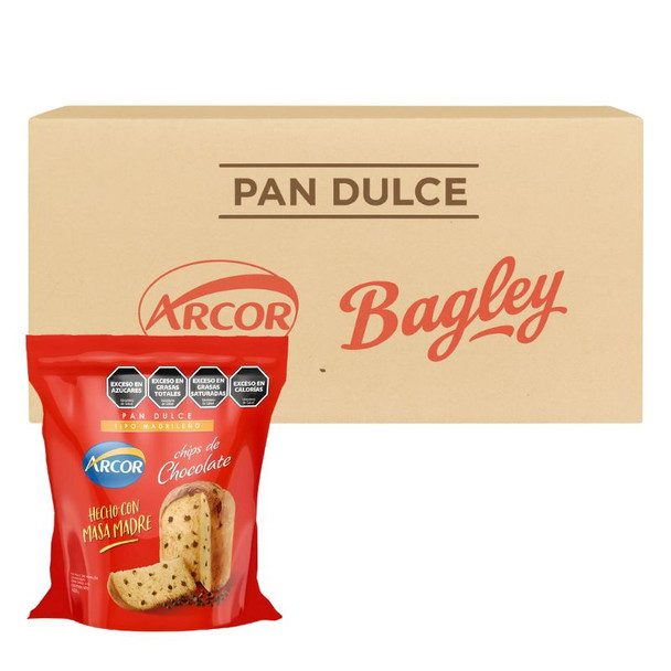 Arcor Pan Dulce Madrileño Sweet Panettone with Chocolate Chips Spanish Style Cake, 400 g / 14 oz ea (12 count)