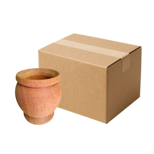 Mate de Madera Bolita Wooden Mate Carob Wood – Handcrafted Traditional Mate Cup (box of 12)