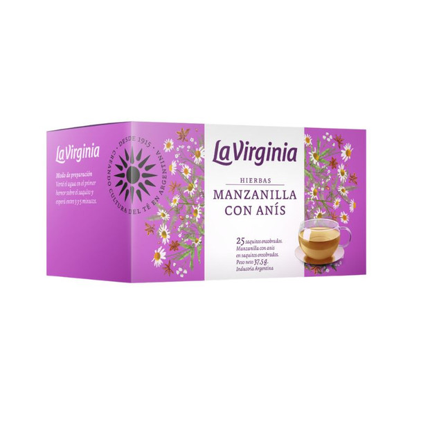 La Virginia Hierbas Manzanilla con Anís Chamomile & Anise Tea In Bags (box of 6 displays x 25 units ea)