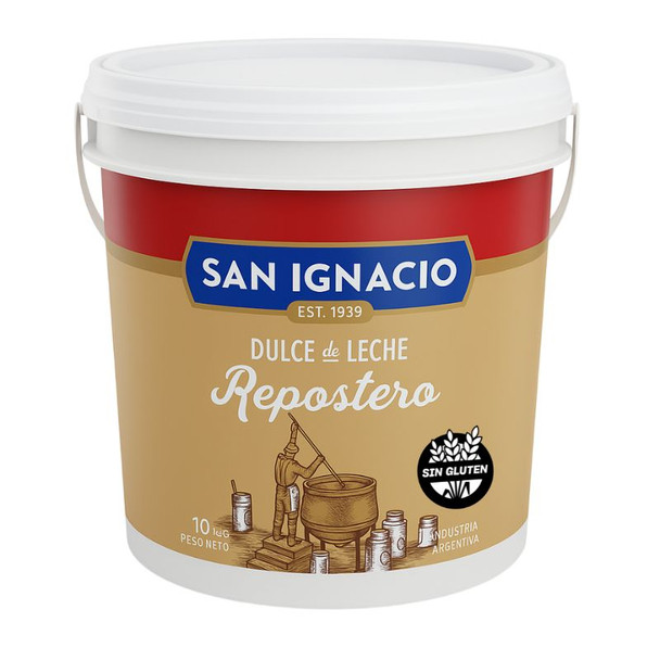 San Ignacio Dulce de Leche Repostero Thicker Reposteria, Confectioner's Thicker Milk Confiture for Bakeries, Cakes and Pastry, 10 kg / 22.01 lb plastic bin