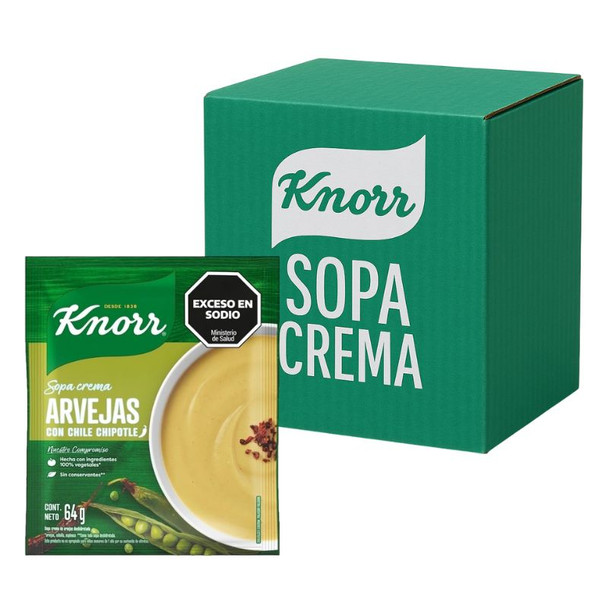 Knorr Sopa Crema Arvejas con Chile Cream Soup Powder Chipotle Pepper Flavor, 4 servings per pouch, 64 g / 2.25 oz ea (box of 10)