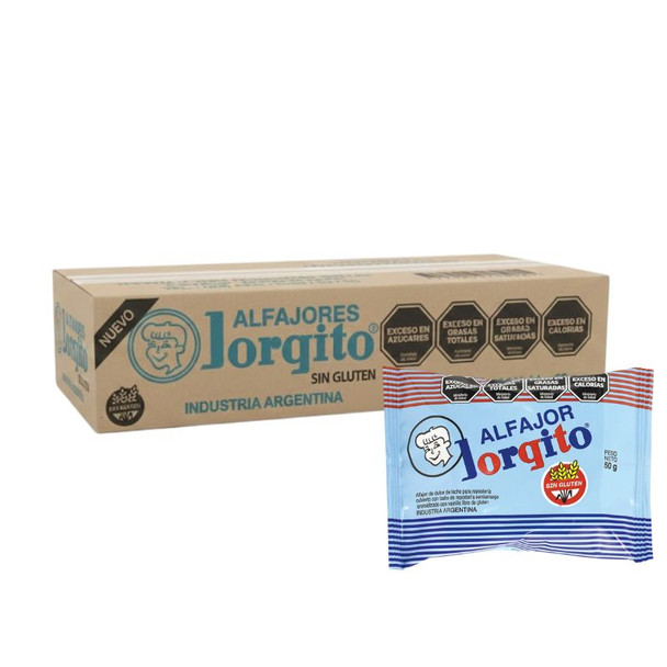 Jorgito Gluten-Free Alfajor Filled with Dulce de Leche & Chocolate Coating, 50 g / 1.76 oz ea (24 count per box)
