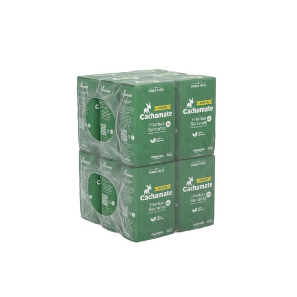 Cachamai Cachamate Yerba Mate w/ Mountain Herbs Hierbas Serranas con Cedrón, 500 g / 1.1 lb ea (12 count)