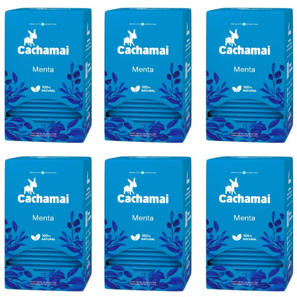 Cachamai Mint Tea Bags Ideal for Every Moment (box of 6 displays x 20 units ea)