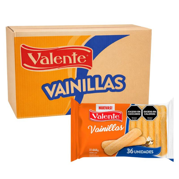 Valente Vainillas Sprinkled Sugar Cookies Vanilla Flavor Classic Argentinian, 444 g / 15.66 oz ea (box of 10 displays x 36 units ea)