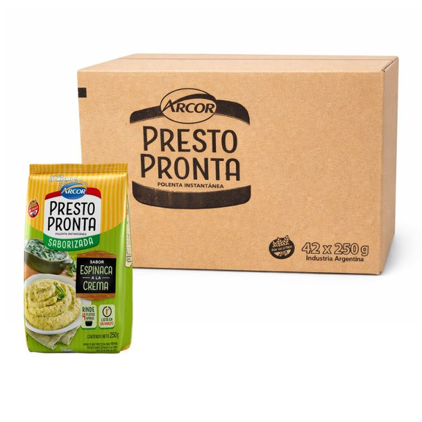 Presto Pronta Instant Polenta Creamed Spinach Flavored, 250 g / 8.81 oz (42 count)