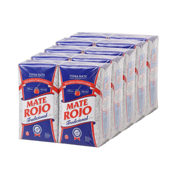 Mate Rojo Traditional Yerba Mate from Misiones Argentina, 500 g / 1.1 lb ea (10 count)