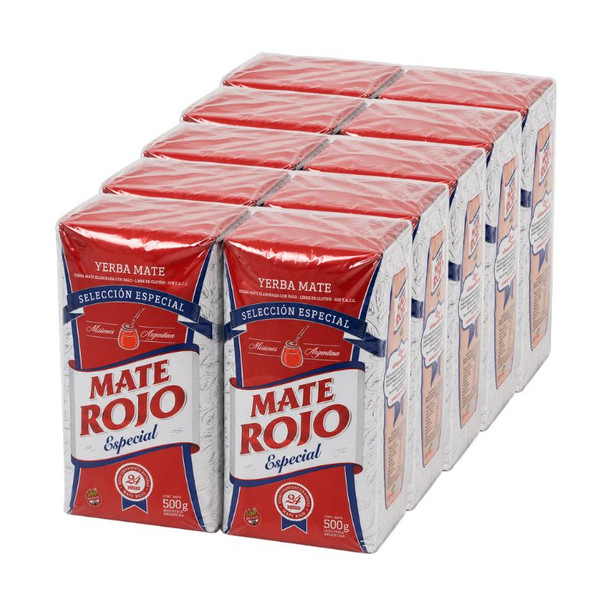 Mate Rojo Special Selection Yerba Mate from Misiones Argentina, 500 g / 1.1 lb ea (10 count)